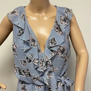Japna Blue Pink Floral Maxi Faux Wrap Dress Lined to above the knee size M thumbnail 2