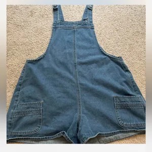 Denim Overalls Shorts Blue Size XL thumbnail 5
