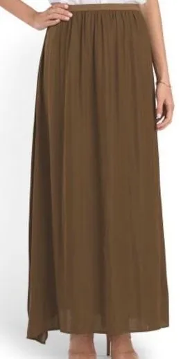 New NWT Philosophy Womens Long Skirt Brown Bronze S Shimmer Flowy Maxi Pull on thumbnail 1