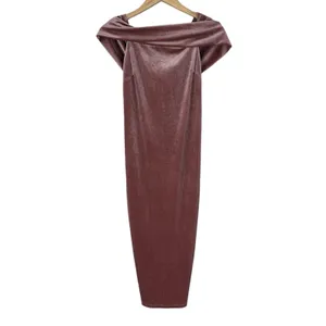 Gianni Bini Off-Shoulder Solid Velvet Midi Dress Rose Pink Formal Elegant Size M thumbnail 2