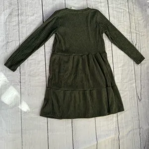CENY Nordstrom Rack NWT size XS dark green tiered long sleeve A line dress thumbnail 7