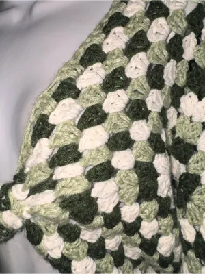 Handmade Crochet Granny Square Cardigan Tie Front Green Crop Top Small Medium thumbnail 7
