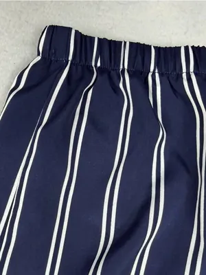 AQUA Paperbag Jogger Pants S Navy White Stripe High Rise Tie Waist thumbnail 3