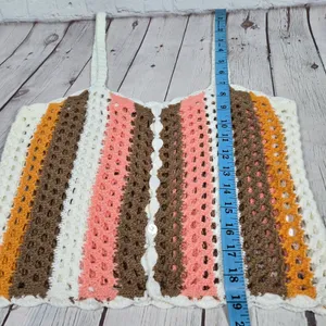 LE LIS COLLECTION Crochet Striped Button Front Crop Top‎ Women Size M thumbnail 7