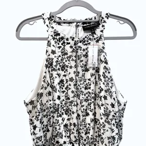 Lane Bryant Womens Black White Floral Halter Midi Dress Size 12 High Low Hem‎ thumbnail 2