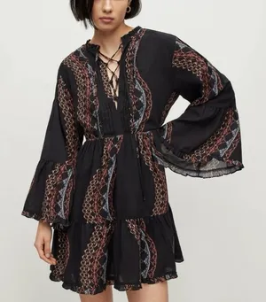 All Saints Adella Leticia Volume Sleeve Mini Dress in Women’s Size 4 thumbnail 1