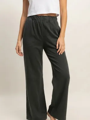 NEW Double Zero Black 100% Cotton Wide Leg Flare Pants – Medium thumbnail 5