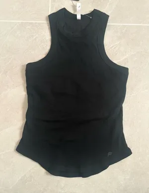 Fabletics Black Ribbed High-Neck Tank built in bra thumbnail 1
