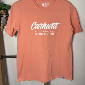 Carhartt Womens Loose Fit Peach Coral Short Sleeve Graphic Tee Size Medium‎ thumbnail 3