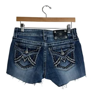 Miss Me Women's Distressed Embellished Denim Shorts Blue Size 26 thumbnail 2
