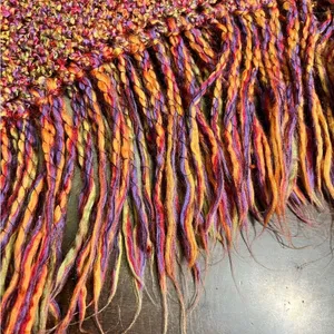 Handmade Hand Knit Triangle Fringe Shawl Wrap Multi Color Boho One Size thumbnail 8