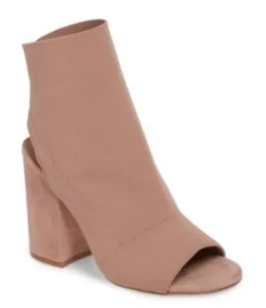 Steve Madden | Ferris Mauve Taupe Knit Peep Toe Sock Block Heel Boot Shoe, 9.5M thumbnail 1