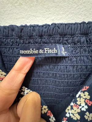Abercrombie & Fitch navy floral maxi dress with strappy details side slit Small thumbnail 8