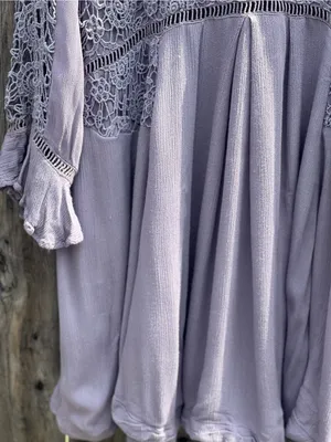 Free People Lilac Crochet Lace Tunic Dress Boho Small thumbnail 8