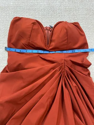 PrettyLittleThing Strapless Sweetheart Ruched Midi Dress in Rust Size 6 thumbnail 13