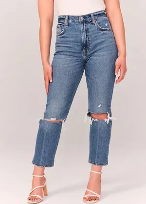 Abercrombie & Fitch Ultra High Rise Ankle Straight Distressed Jeans Size 27/4 thumbnail 1