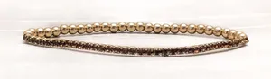 Dainty Gold Tone with Brown Gems Stretch Bracelet thumbnail 1