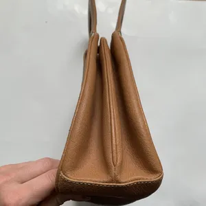 Vintage Authentic Gucci 90’s Leather Bamboo Canvas Shoulder Tan Preppy Classic thumbnail 6