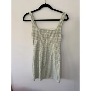 Lulu's Happy Chance Sage Green Gingham Square Neck Mini Dress size XS thumbnail 8