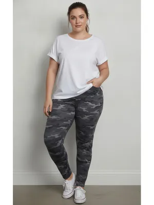Maurices Camo Print High Waist Leggings, Black Grey Camouflage, Plus Size 3X thumbnail 6