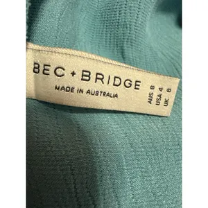 BEC & Bridge Blue Silk Satin High Waisted Pull On Pencil Midi Slip Skirt Size 4 thumbnail 4