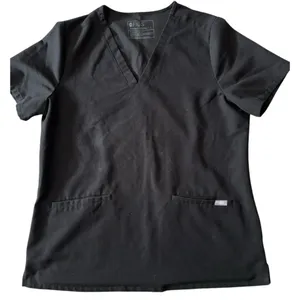 Figs Women’s Size L Black V-Neck Casma Three Pocket Medical Scrub Top FW1100 thumbnail 1
