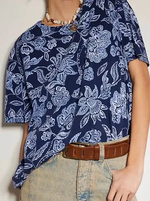 Free People We the Free NWT Nina Printed Tee S $58 thumbnail 1