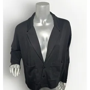 PACT Airplane Collection Relaxed Knit Blazer Jacket Black Medium Sustainable thumbnail 2