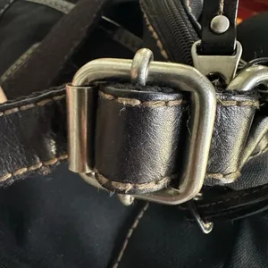 Fossil Black Canvas Leather Purse Bag Silver Hardware Key 10x11 Long Strap Y2K thumbnail 8