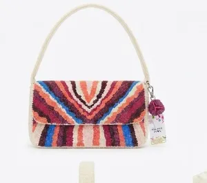 NWT Handcrafted Multicolored Beaded Shoulder Bag thumbnail 2