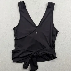 Lululemon Twist Me Up Crop Tank Top Women’s Small Gray Wrap Back Yoga Workout thumbnail 2