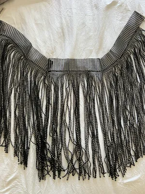 Fringe Beaded Skirt Black thumbnail 4