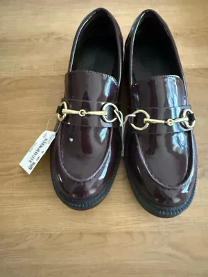American Eagle Horsebit Loafers | Glossy Burgundy Oxblood | Size 6 | Brand New thumbnail 2