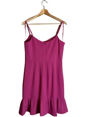 Dress The Population Mira Ruffle Mini Dress Womens Medium Hibiscus Pink Cocktail thumbnail 6