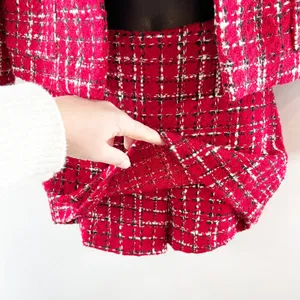 ZARA Tweed Blazer and Mini Skort Matching Set Red XS / S thumbnail 5