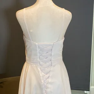 Women’s Elegant White Chiffon Full Length Dress CorsetBack Leg Slit Size 2 *READ thumbnail 6