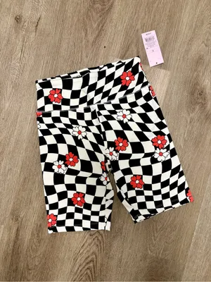 Wild Fable Black Checkered Bike Shorts thumbnail 2