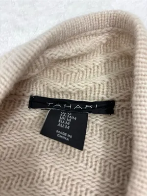 Tahari Cream Open-Front Knit Cardigan Wool Blend Sweater size M thumbnail 5