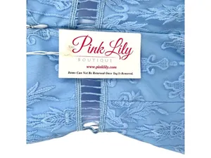Pink Lily Lace Cutout Mini Dress Light Blue Size Small NWT Coquette Soft Girl thumbnail 10