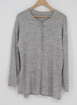 Abercrombie & Fitch Womens XL Soft A&F Cozy Henley Top Grey Marled Long Sleeve thumbnail 1