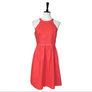 Market & Spruce NWT Halter Dress Linen Coral Linen Cotton Women's Size Medium thumbnail 3