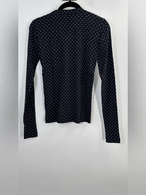 J.Crew Lightweight rib high V-neck cardigan top in dot print thumbnail 6