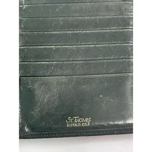 Vintage St.Thomas Buffalo Calf Leather Wallet Green Snap Closure Coin Purse BinB thumbnail 4