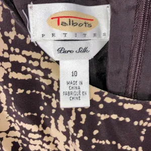 Talbots Petites Pure Silk Plaid Sheath Dress Women 10 Brown Beige Sleeveless‎ thumbnail 7