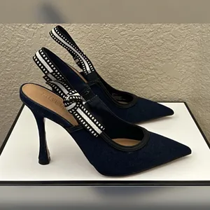 Steve Madden Women’s Bri Dark Denim Design Heels Size-6.5 thumbnail 3