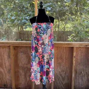 Anthropologie Women's Deva Plisse Colorful Midi Slip Dress Size XSP thumbnail 3