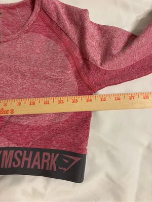 Gymshark Seamless Long Sleeve Crop Top Pink Marl Medium Athletic Workout Shirt thumbnail 3
