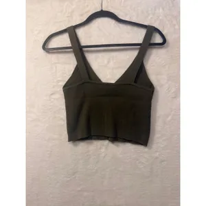 Madewell Brodale Ribbed Sweater Tank Top Womens Medium Kale Green V-Neck‎ Crop thumbnail 9
