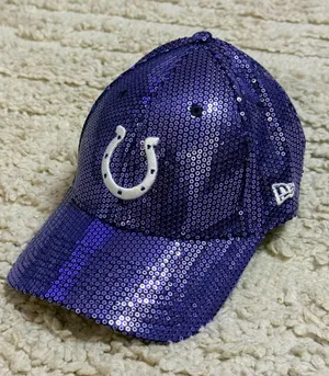New Era 9FORTY Women’s Indianapolis Colts Blue Sequin Adjustable Baseball Hat thumbnail 1