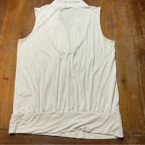 Banana Republic Sleeveless Cream Knit Top Draped Crossover Neckline Women Sz M thumbnail 9